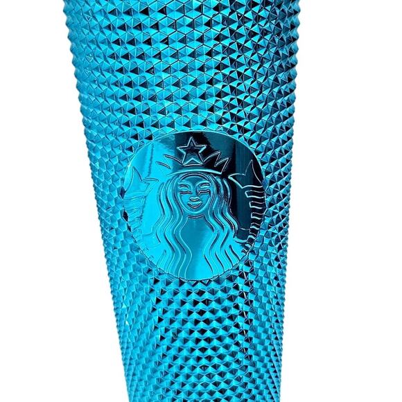 Starbucks 2023 Summer Teal Bling Metallic Studded Venti 24 OZ Cold Tumbler New - Picture 2 of 7